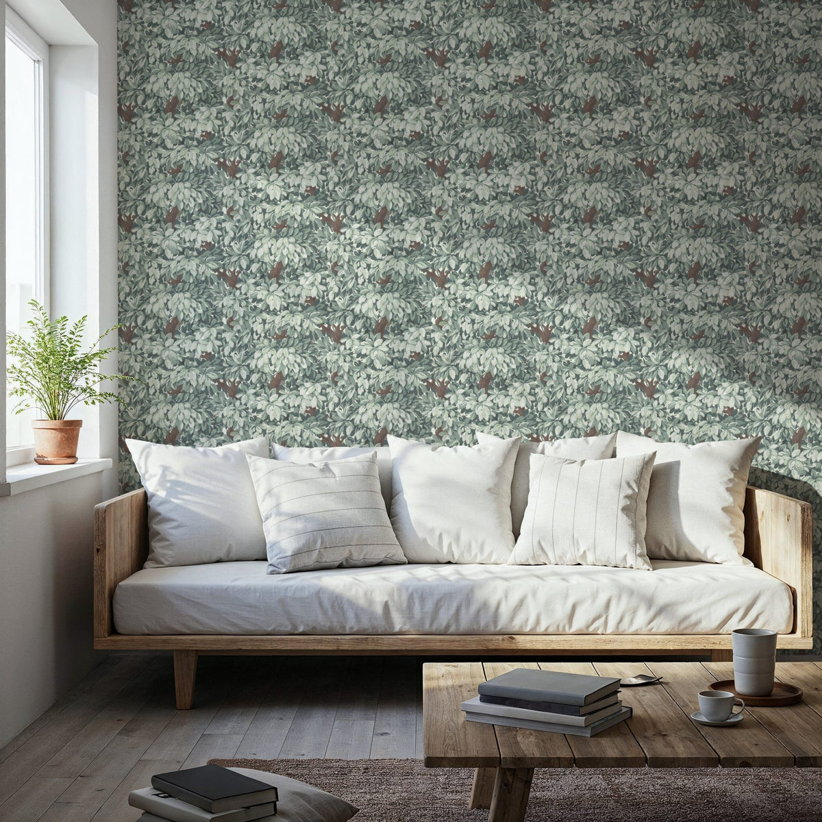Tree Bower, French Green Mural Wallpaper - room preview 04