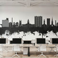 Stockport England Skyline Black & White Mural Wallpaper - room preview 04