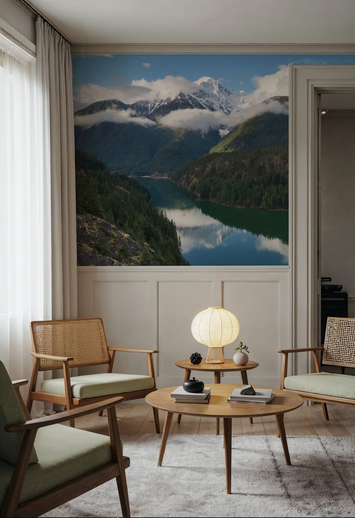 Diablo Lake and Colonial Peak Mural Wallpaper - room preview 04