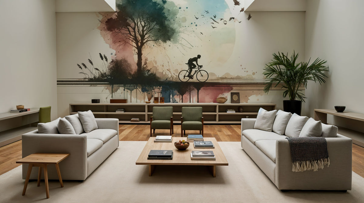 Cycling Towards Twilight Mural Wallpaper - room preview 04