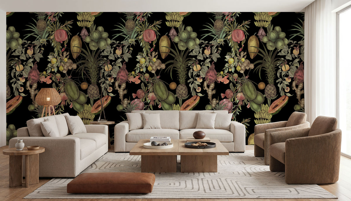 Juicy Fruits, Black Mural Wallpaper - room preview 04