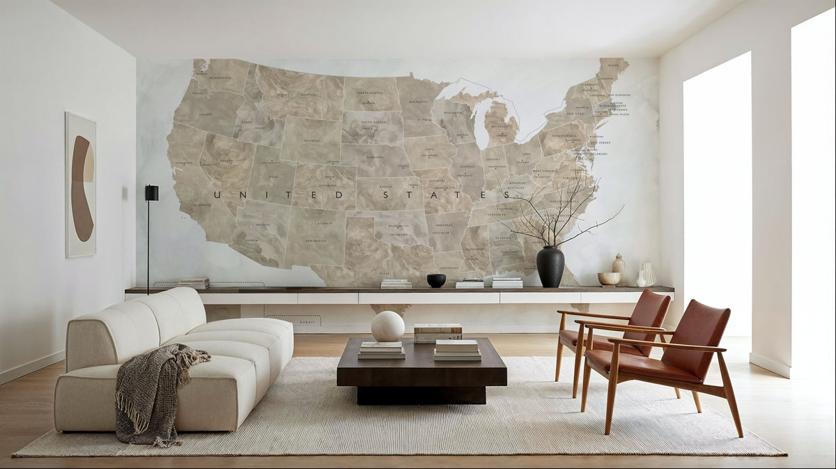 US State Map - Abey Wash Mural Wallpaper - room preview 04
