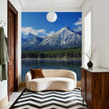 Mountain Lake Reflection Deep Blue Mural Wallpaper - room preview 04