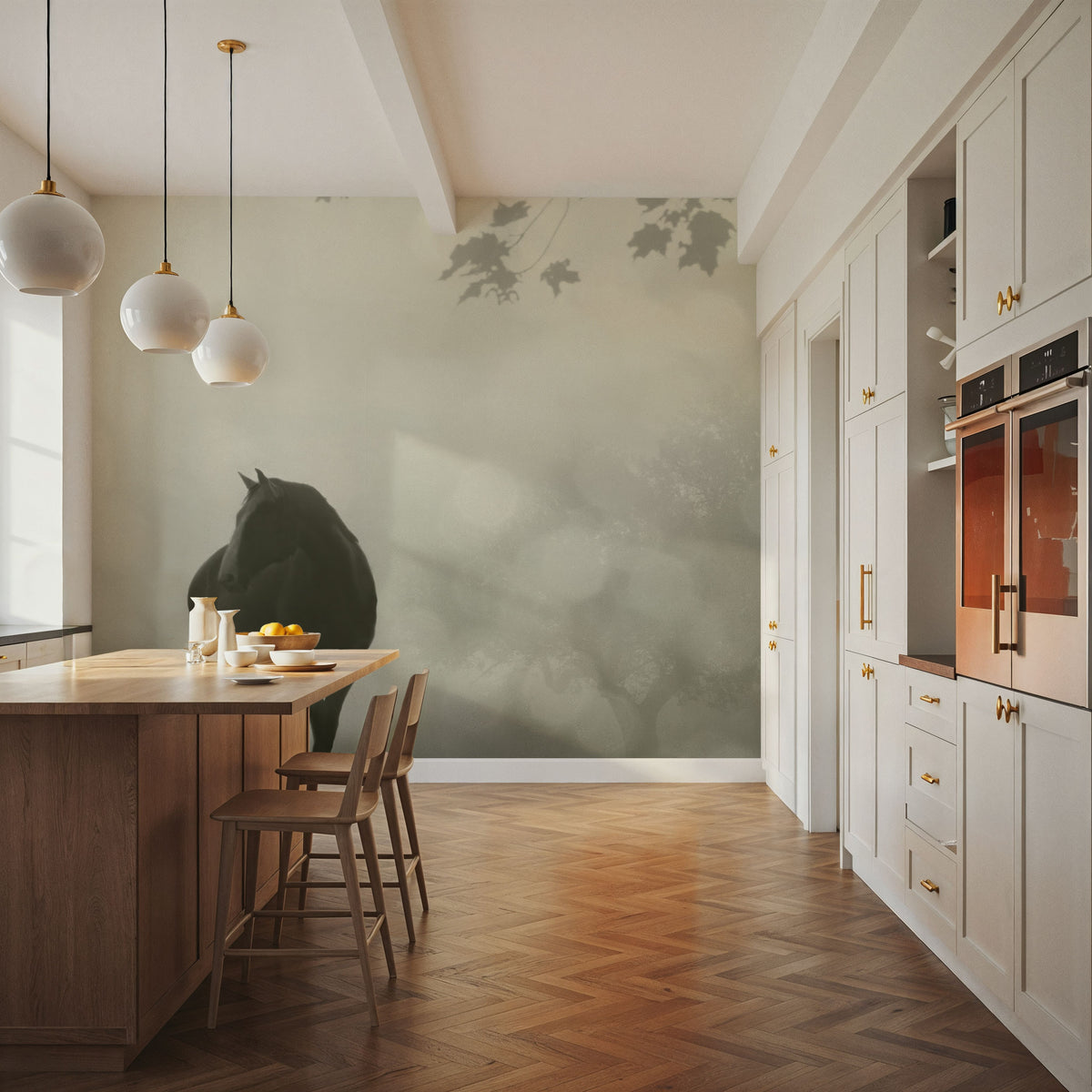 Morning Meadow Horses III Mural Wallpaper - room preview 04