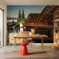 Hohenzollern Bridge At Night Mural Wallpaper - room preview 04