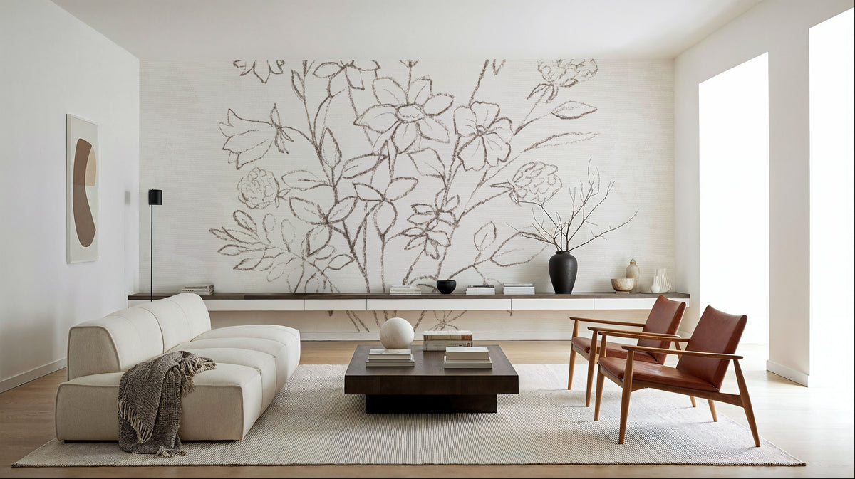 Wild Blooms VIII Mural Wallpaper - Light Tone - room preview 04
