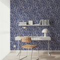 Hydrangea, Navy on Cream Mural Wallpaper - room preview 04