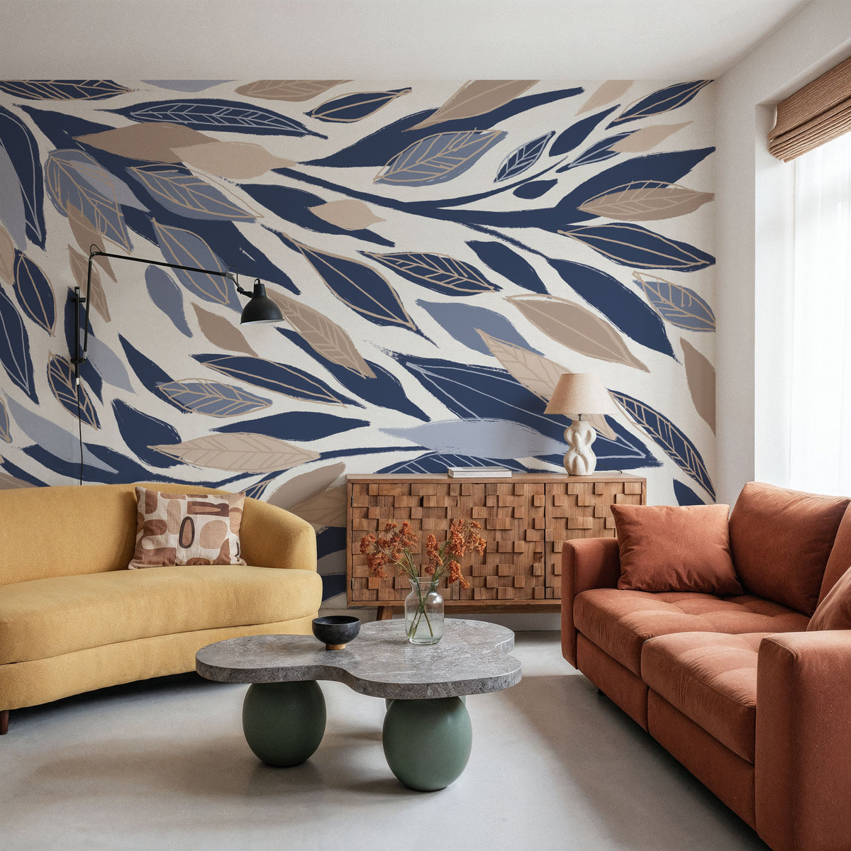 Leafy Lines Mural Wallpaper - room preview 04