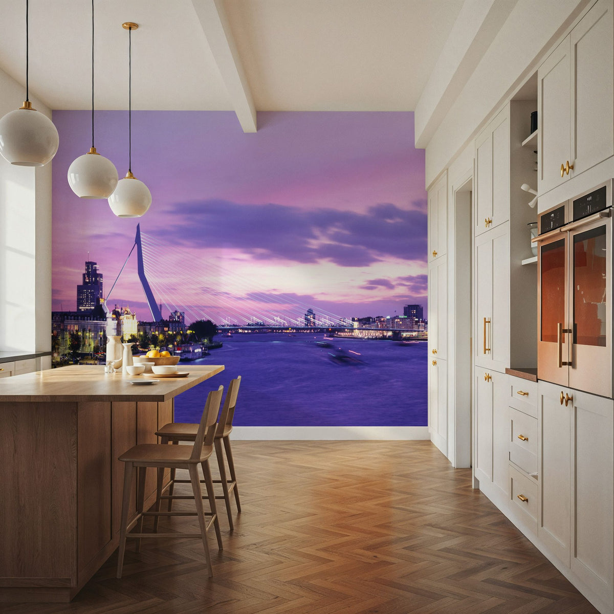 Urban Twilight Bridge Mural Wallpaper - room preview 04