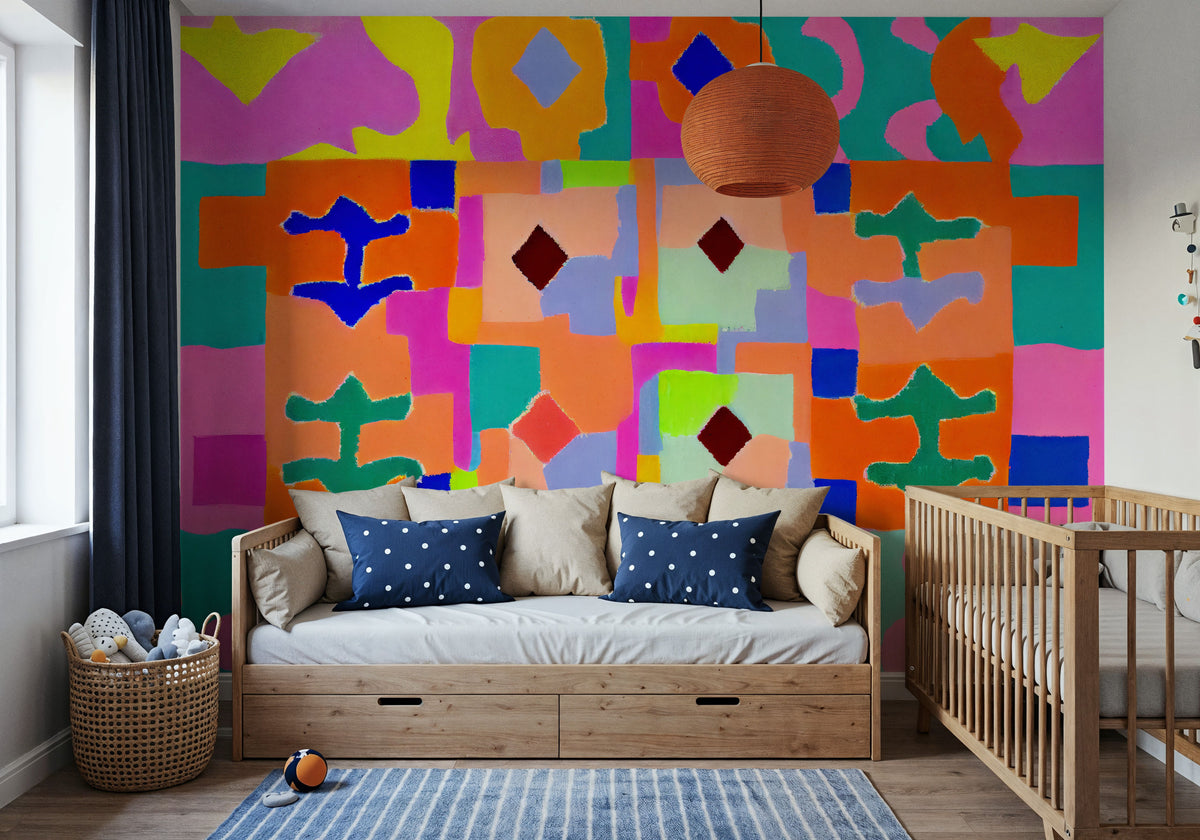 Neon Peru Pattern Mural Wallpaper - room preview 04