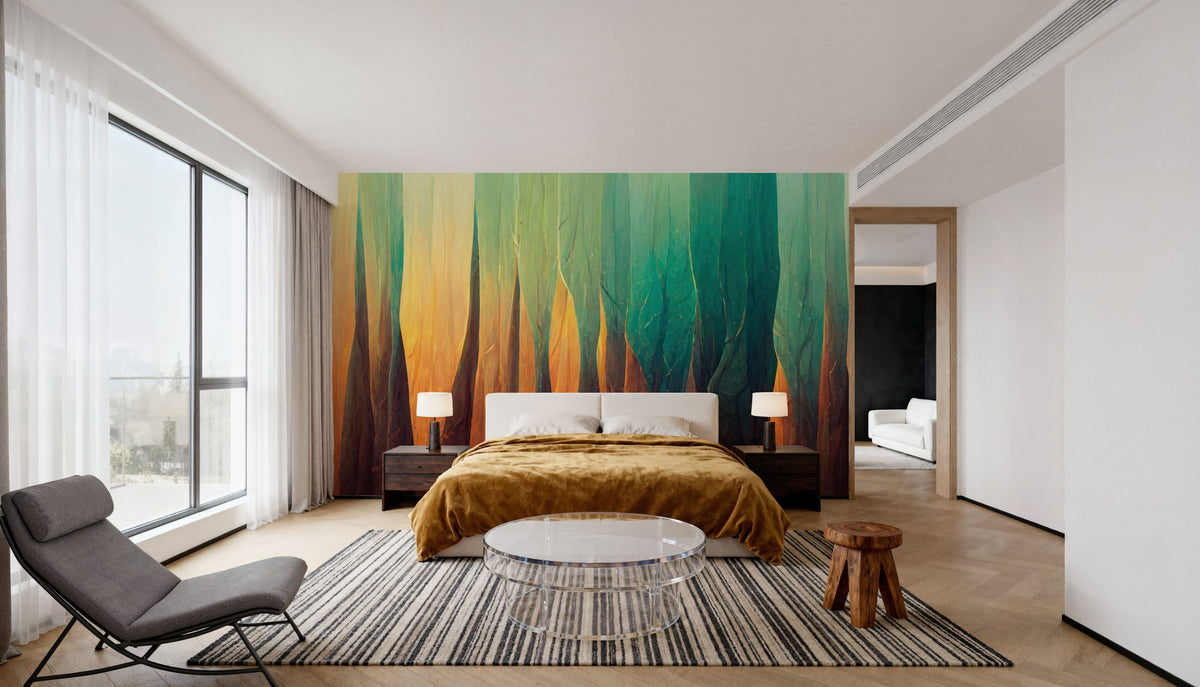 Reduced Trees Mural Wallpaper - room preview 04