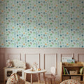 Flutterby Flowers Baby Blue Mural Wallpaper - room preview 04