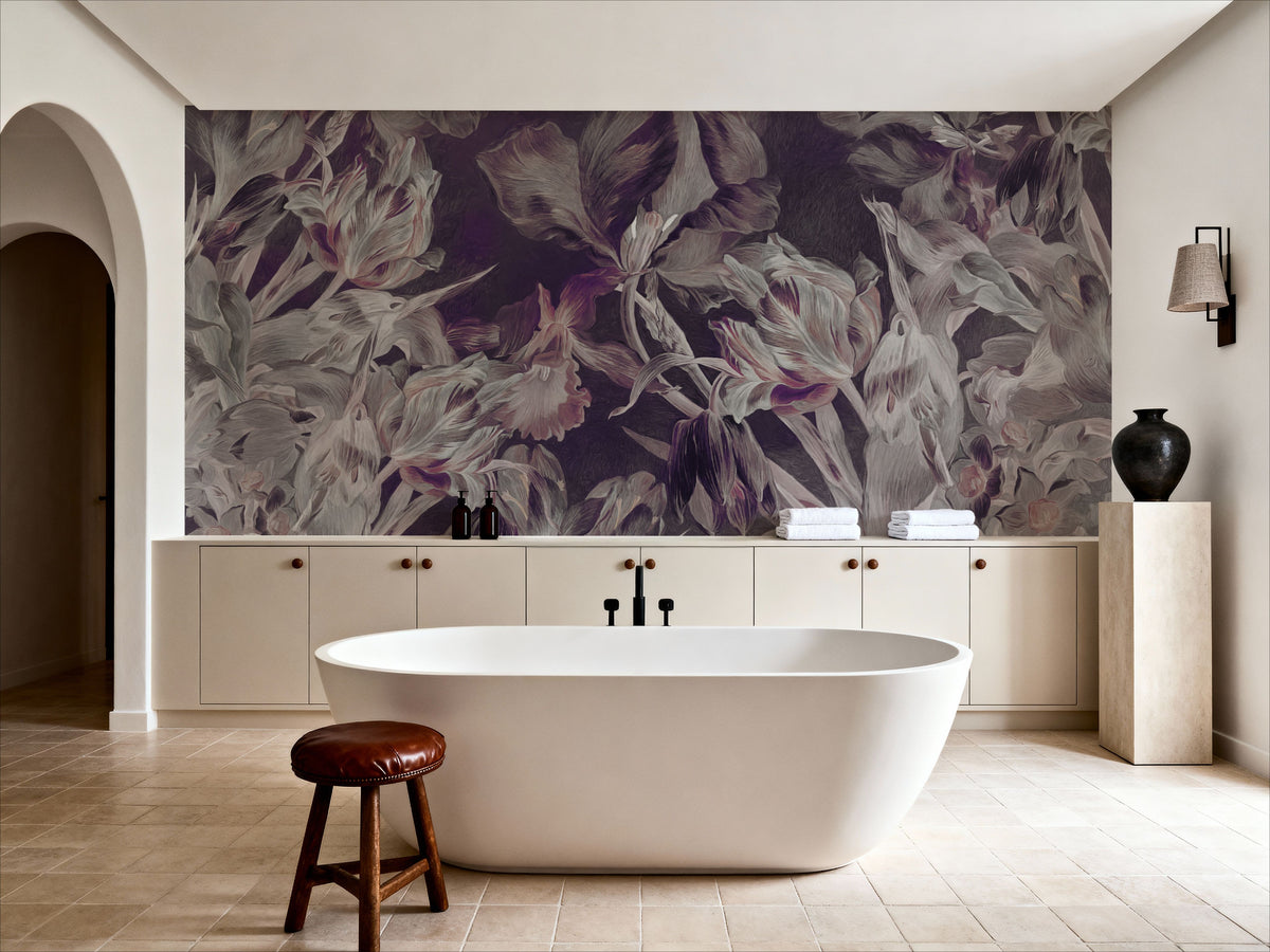 Tulips Feast, Plum Mural Wallpaper - room preview 04