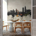 Omaha Nebraska Skyline Concrete Mural Wallpaper - room preview 04