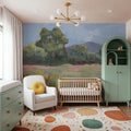 Pink and Green Meadow Mural Wallpaper - room preview 04