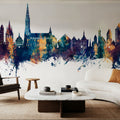 Ulm Germany Skyline Blue & Bronze Mural Wallpaper - room preview 04