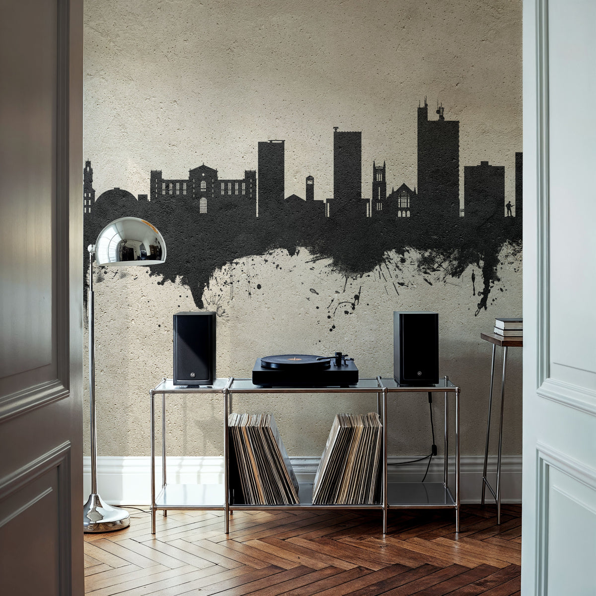 Lubbock Texas Skyline Concrete Mural Wallpaper - room preview 04