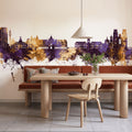 Rennes France Skyline Purple & Gold Mural Wallpaper - room preview 04