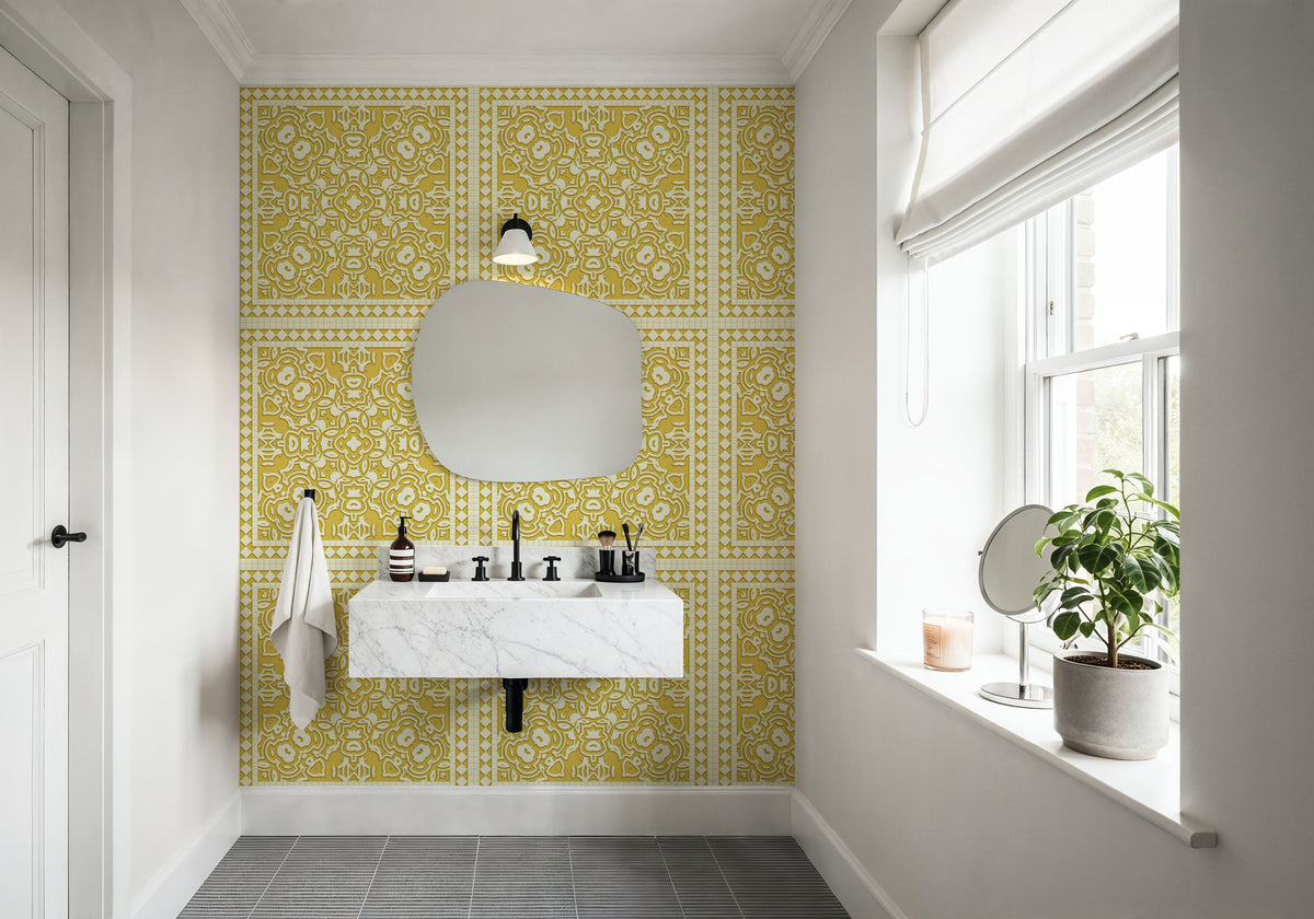 Mission Cement Tiles, Sunflower Mural Wallpaper - room preview 04