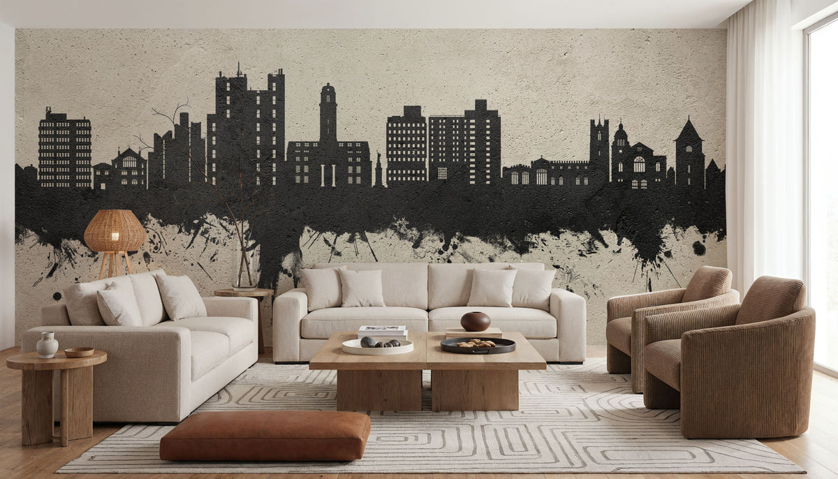 Luton England Skyline Concrete Mural Wallpaper - room preview 04