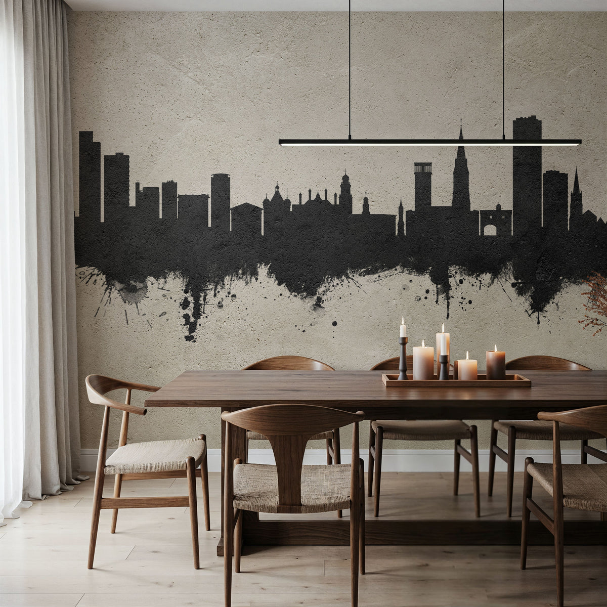 Leicester England Skyline Concrete Mural Wallpaper - room preview 04