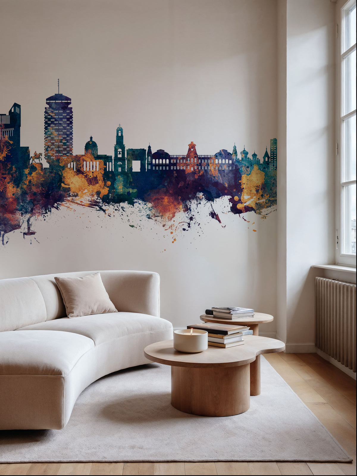 Chisinau Moldova Skyline Blue & Bronze Mural Wallpaper - room preview 04