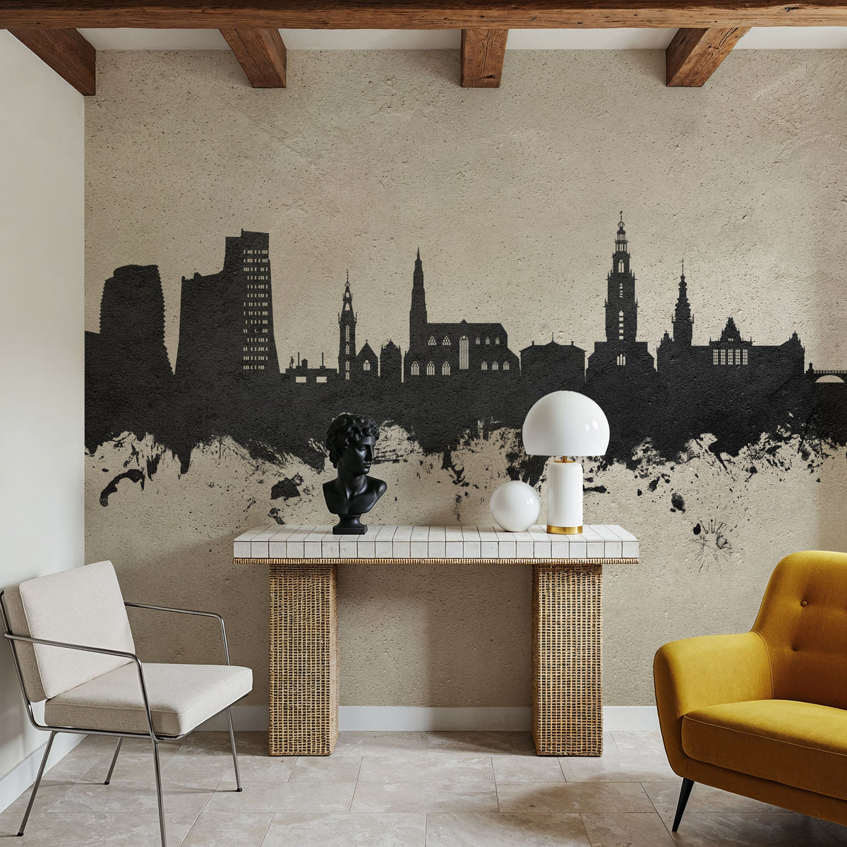 Groningen the Netherlands Skyline Mural Wallpaper - room preview 04