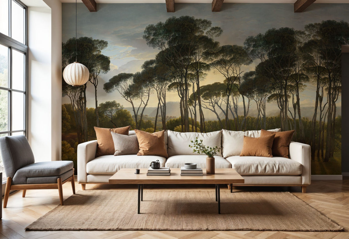 Mediterranean Pine Landscape, Original Mural Wallpaper - room preview 04