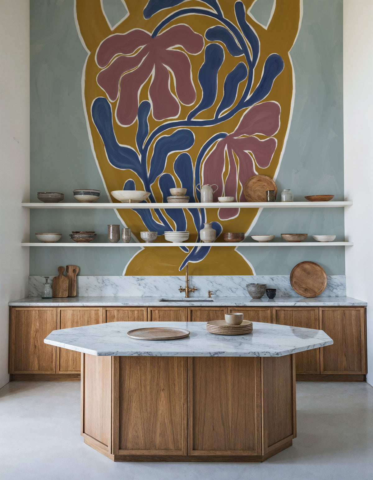 Modern Floral Vase I Mural Wallpaper - room preview 04