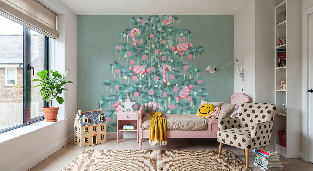 Candy Store Christmas Tree Mural Wallpaper - room preview 04
