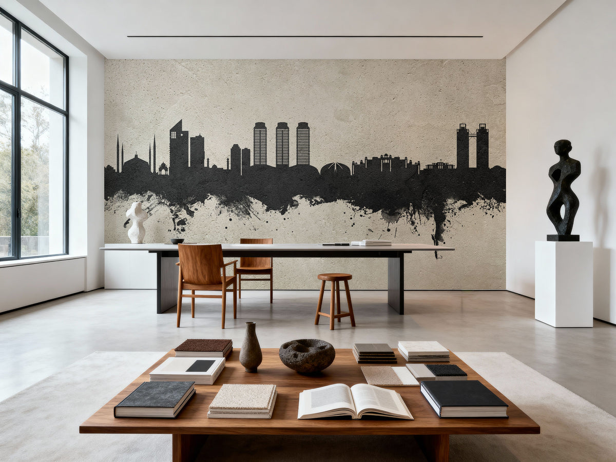 Islamabad Pakistan Skyline Concrete Mural Wallpaper - room preview 04