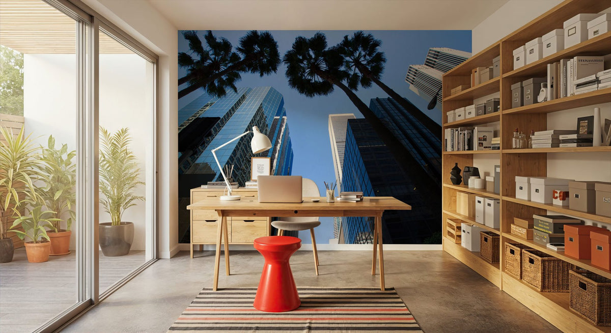 Scyscraper Palms Mural Wallpaper - room preview 04