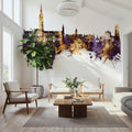 Salisbury England Skyline Purpl & Gold Mural Wallpaper - room preview 04