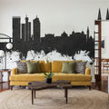 Zagreb Croatia Skyline Black & White Mural Wallpaper - room preview 04
