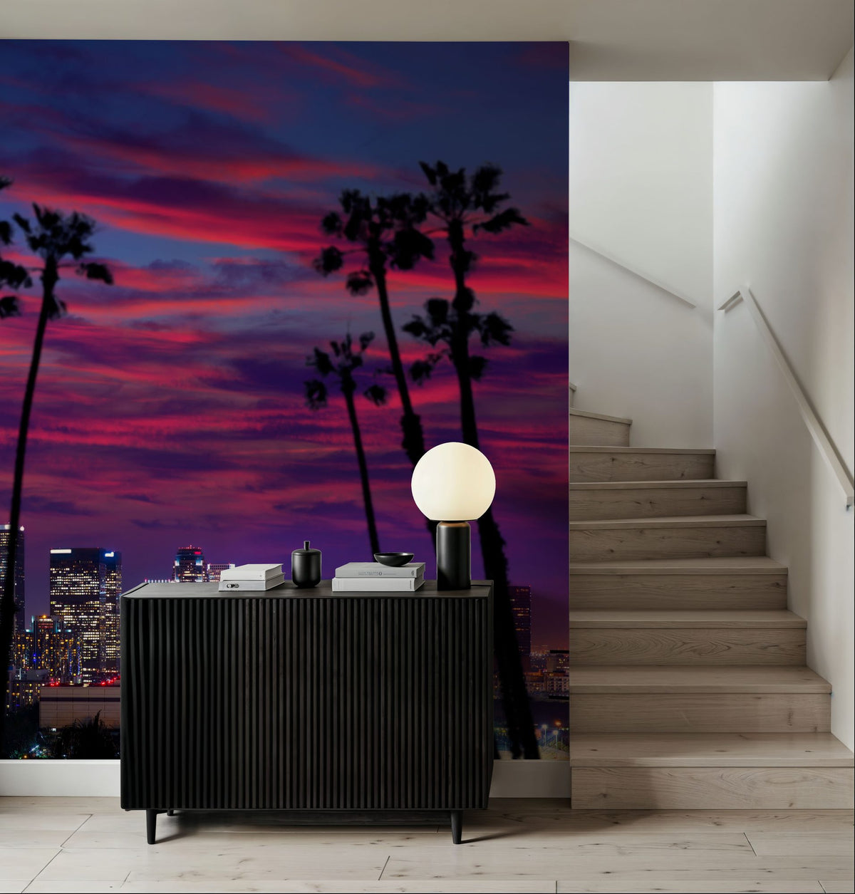 Palm Trees Downtown Mural Wallpaper - room preview 04