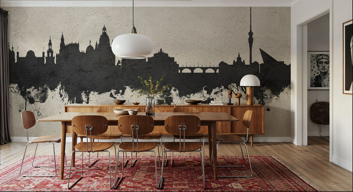 Dresden Germany Skyline Concrete Mural Wallpaper - room preview 04