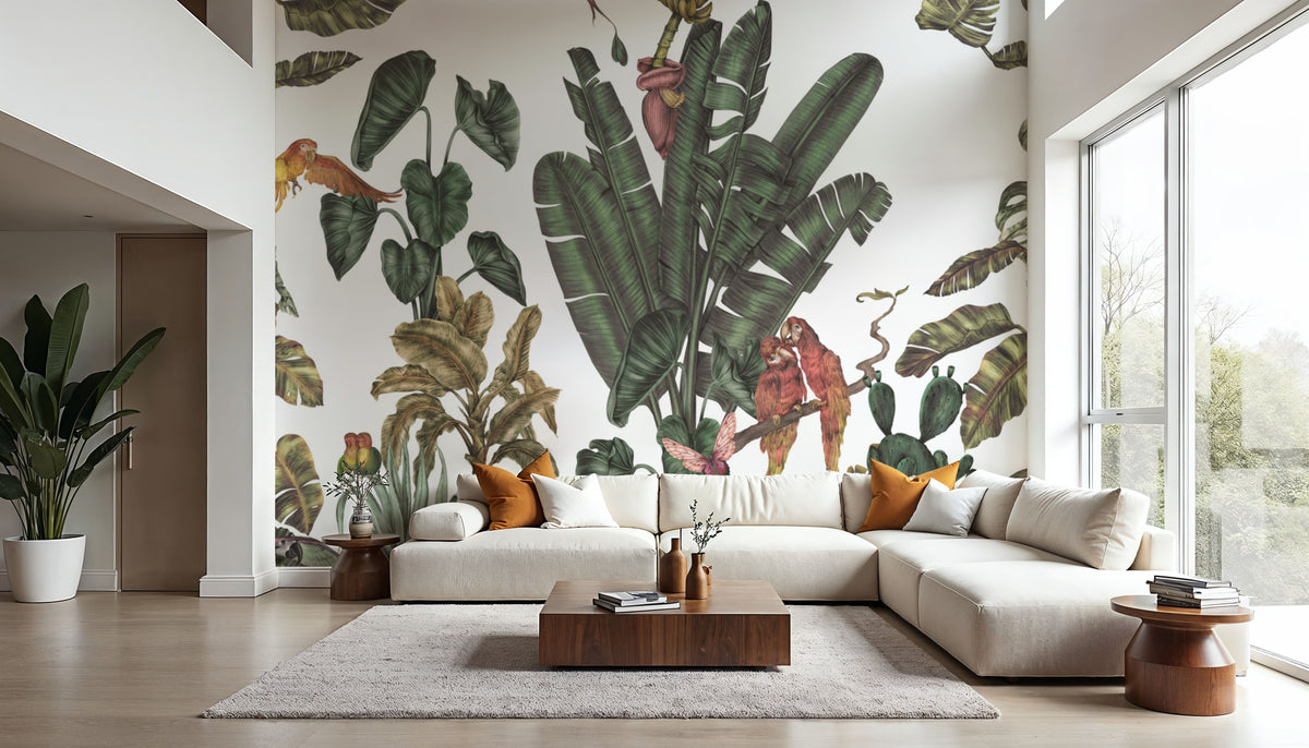 Parrots Jungle, Green Mural Wallpaper - room preview 04