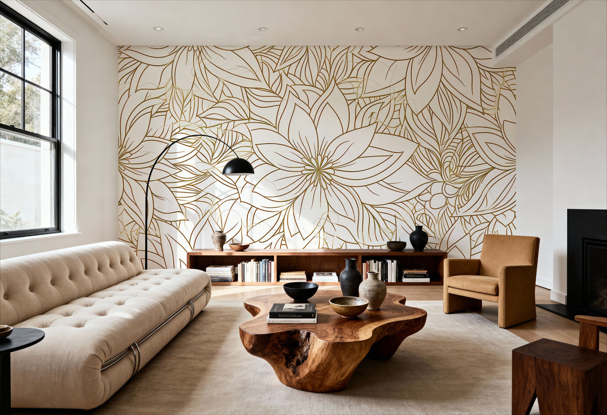 Pentaflower Mural Wallpaper - room preview 04