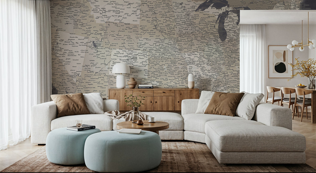 US Map Detailed - Glynn Mural Wallpaper - room preview 04