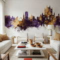 Lincoln England Skyline Purple & Gold Mural Wallpaper - room preview 04
