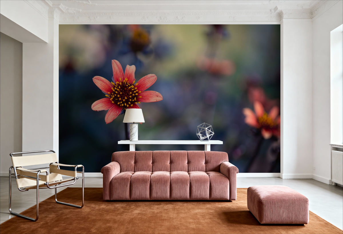 Peach Dahlias Mural Wallpaper - room preview 04