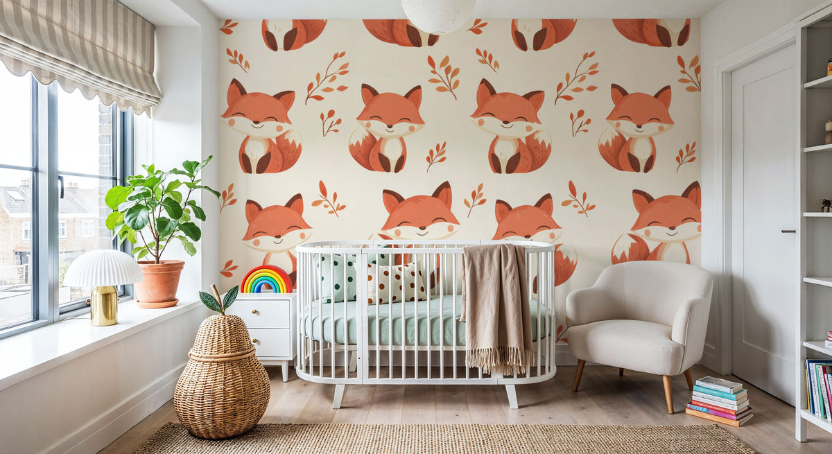 Smiling Foxes Mural Wallpaper - room preview 04