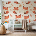 Smiling Foxes Mural Wallpaper - room preview 04