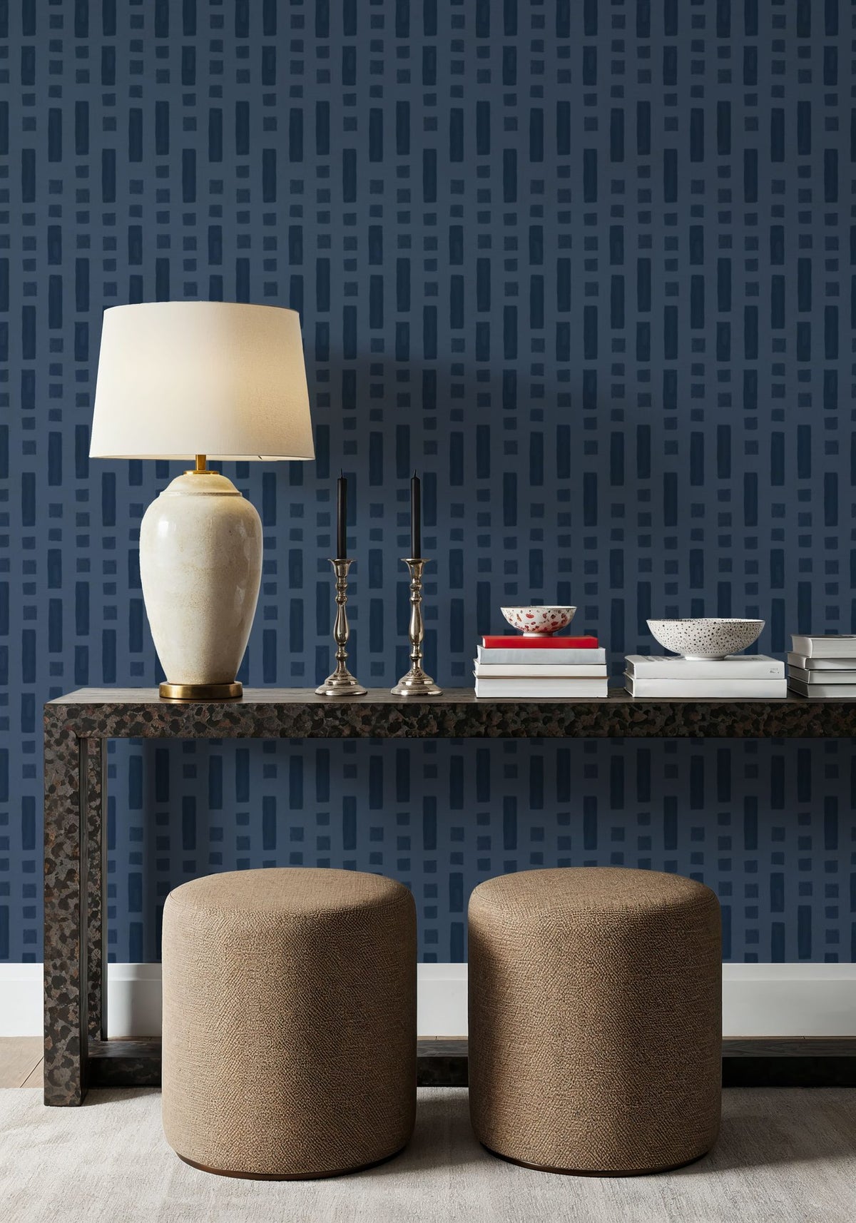 Coastal Signals Dark Blue Mural Wallpaper - room preview 04