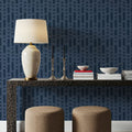 Coastal Signals Dark Blue Mural Wallpaper - room preview 04
