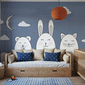 Sleeping Bunny Blue Mural Wallpaper - room preview 04