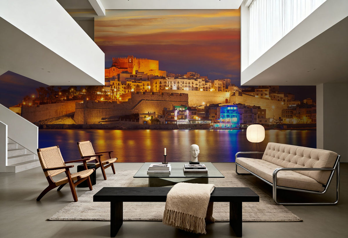 Mediterranean Castle Sunset Mural Wallpaper - room preview 04