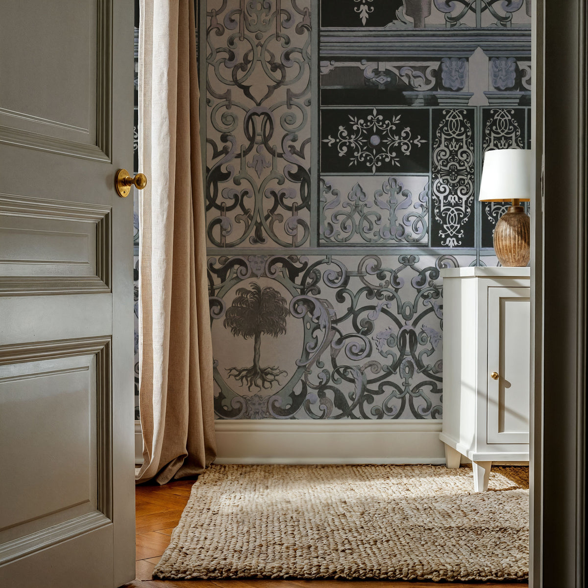 German Renaissance, Periwinkle Mural Wallpaper - room preview 04