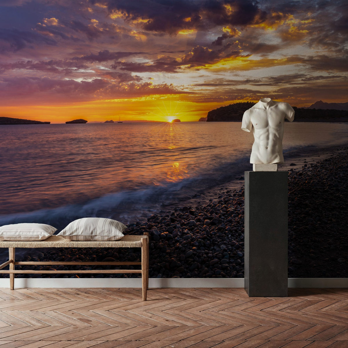 Baja Stone Sunrise Mural Wallpaper - room preview 04