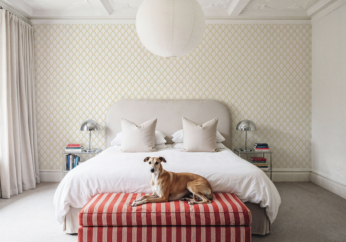 Medallion Trellis, Sunflower Mural Wallpaper - room preview 04
